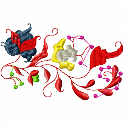 Flowers And Tree Embroidery Design 8